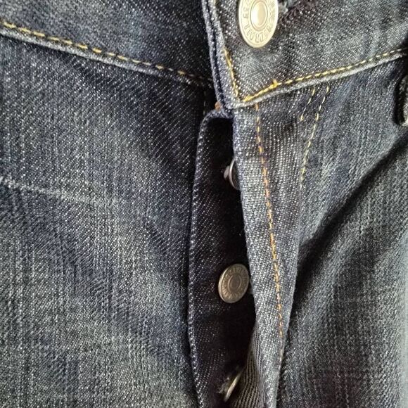 7 For All Mankind Button Fly Mens Jeans SZ 34 Inseam 32 Relaxed Dark Wash - Picture 4 of 5